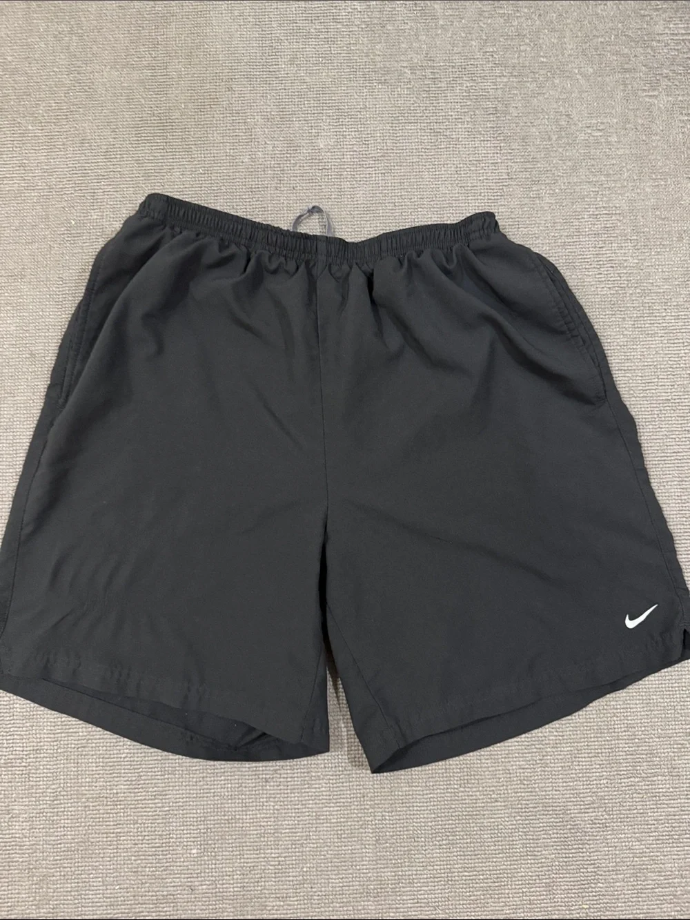 Nike Men’s Black Athletic Shorts with White Swoosh
